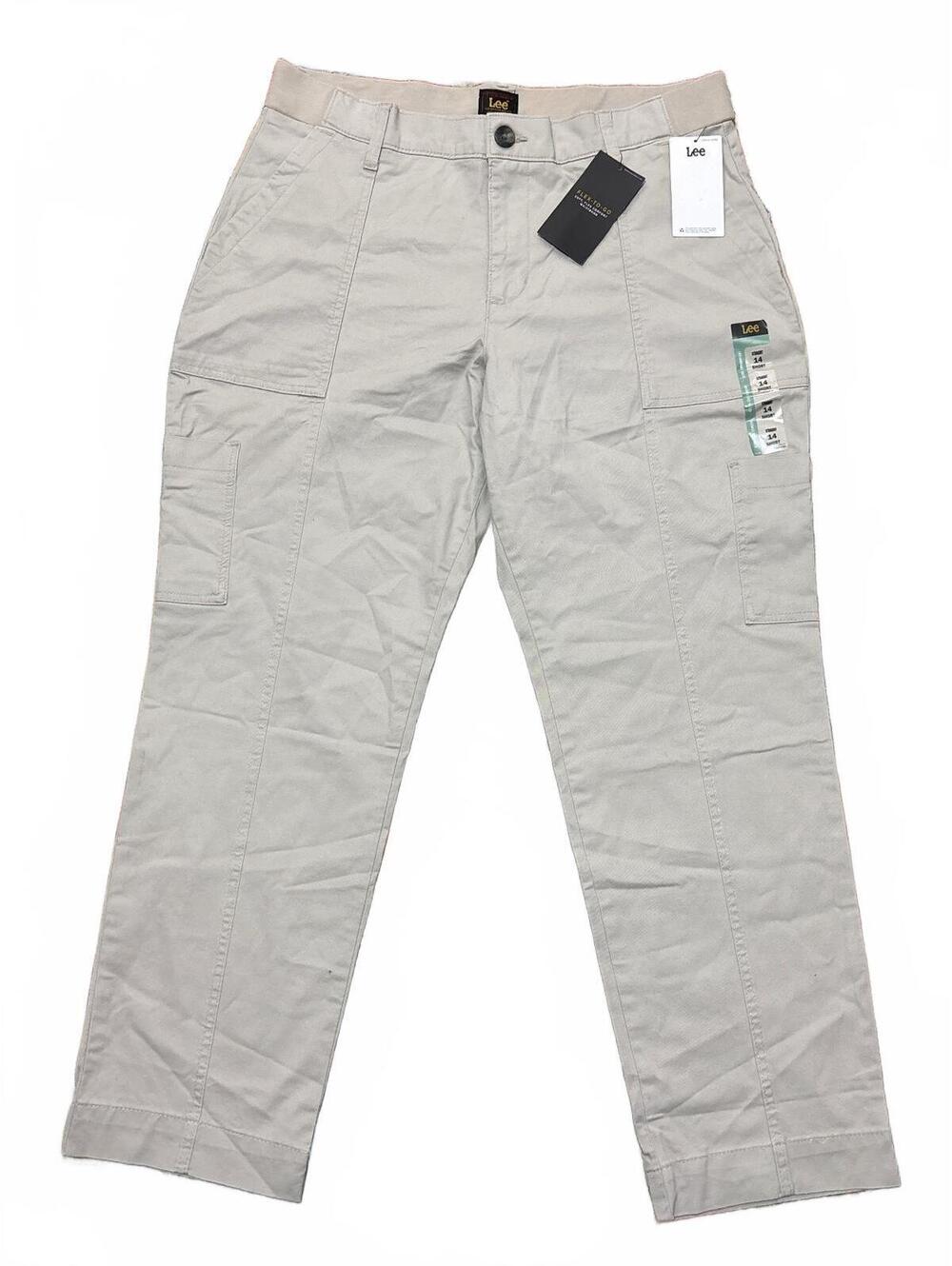 Lee Ultra Lux Comfort Straight Leg Pants in Light Beige, Size 14 Short